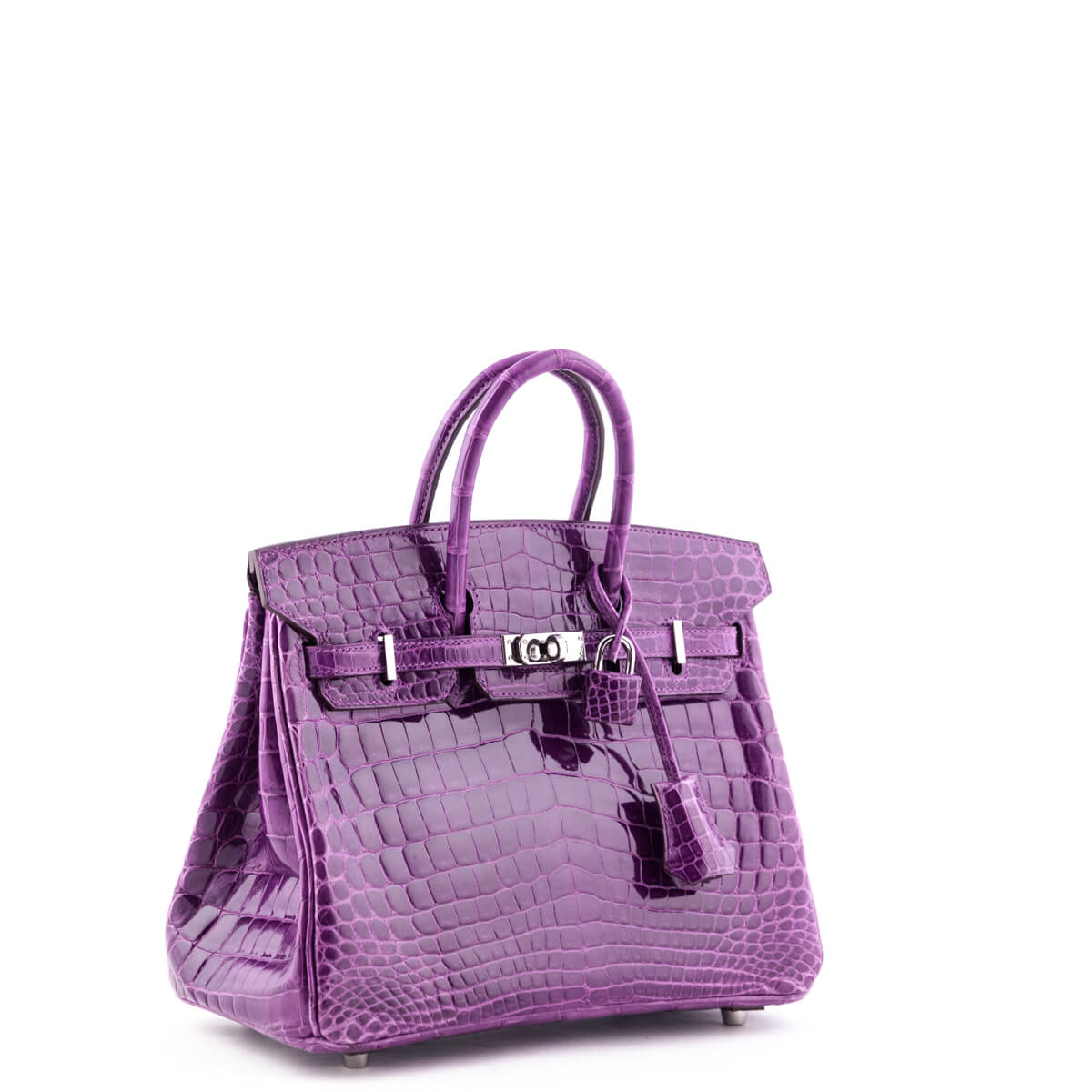 Luxury Hermes 9G Amethyst Purple Porosus Shiny Crocodile Birkin Bag25CM — Hermes  Crocodile Birkin Bag
