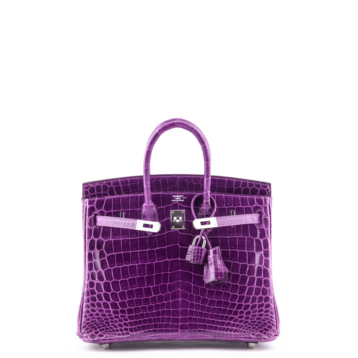 Hermes Violet Niloticus Crocodile Birkin 25 Authentic Hermes