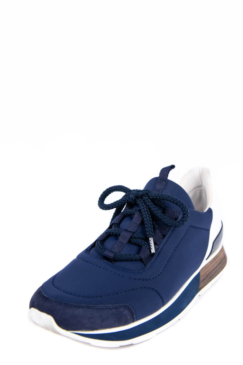Hermes Navy Blue Neoprene Buster Low Top Sneakers - Buy Preloved
