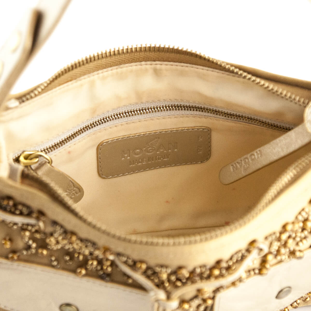 Hogan Gold Embellished Top Handle - Love that Bag etc - Preowned Authentic Designer Handbags & Preloved Fashions