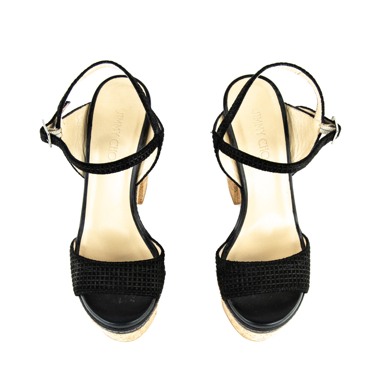Jimmy Choo Black Cork Naylor Wedge Platform Sandals Size US 9 | EU 39 - Love that Bag etc - Preowned Authentic Designer Handbags & Preloved Fashions