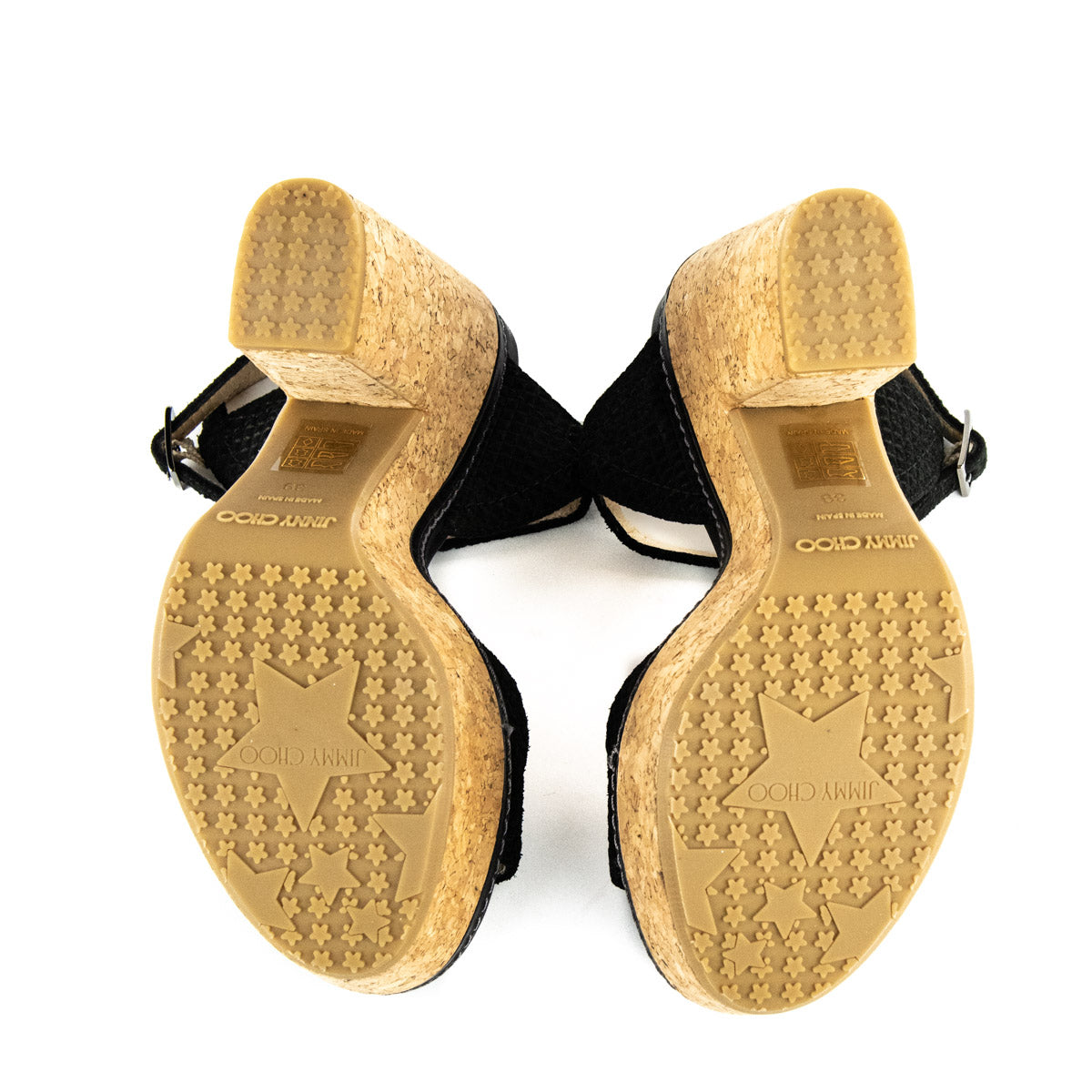 Jimmy Choo Black Cork Naylor Wedge Platform Sandals Size US 9 | EU 39 - Love that Bag etc - Preowned Authentic Designer Handbags & Preloved Fashions