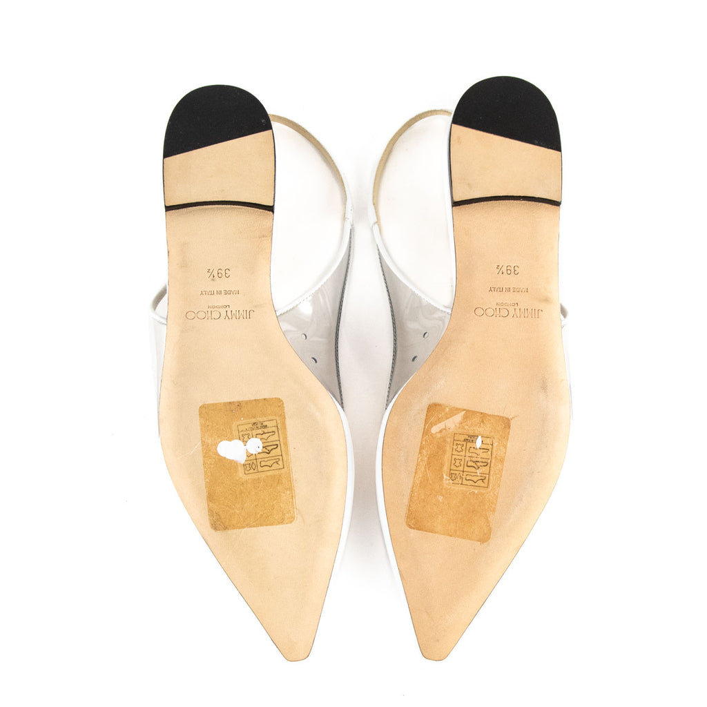 Jimmy Choo White PVC Slingback Flats Size US 9.5 | EU 39.5