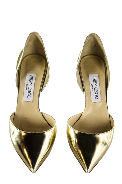 Jimmy Choo Gold Metallic d'Orsay Pointed Toe Pumps Size US 8.5 | EU 38.5 - Love that Bag etc - Preowned Authentic Designer Handbags & Preloved Fashions
