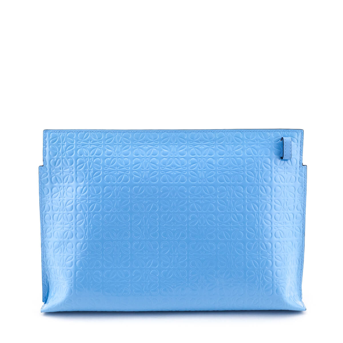 Loewe Light Blue Patent Embossed Calfskin T Pouch Repeat - Love that Bag etc - Preowned Authentic Designer Handbags & Preloved Fashions