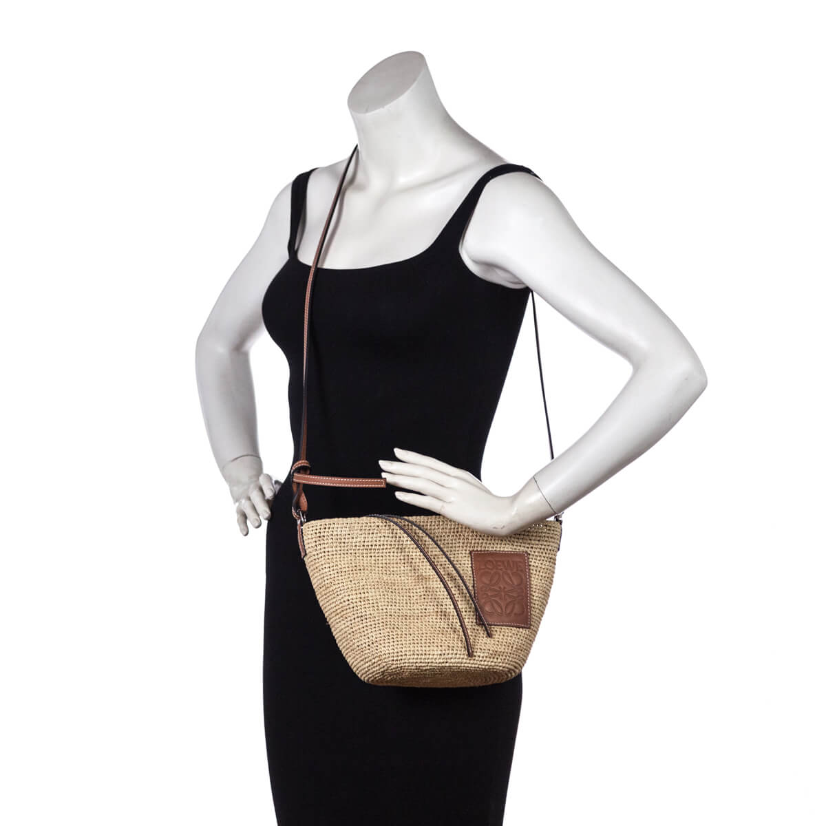 Loewe Paula's Ibiza Pochette Crossbody Bag Woven Raffia and Leather  with Printed