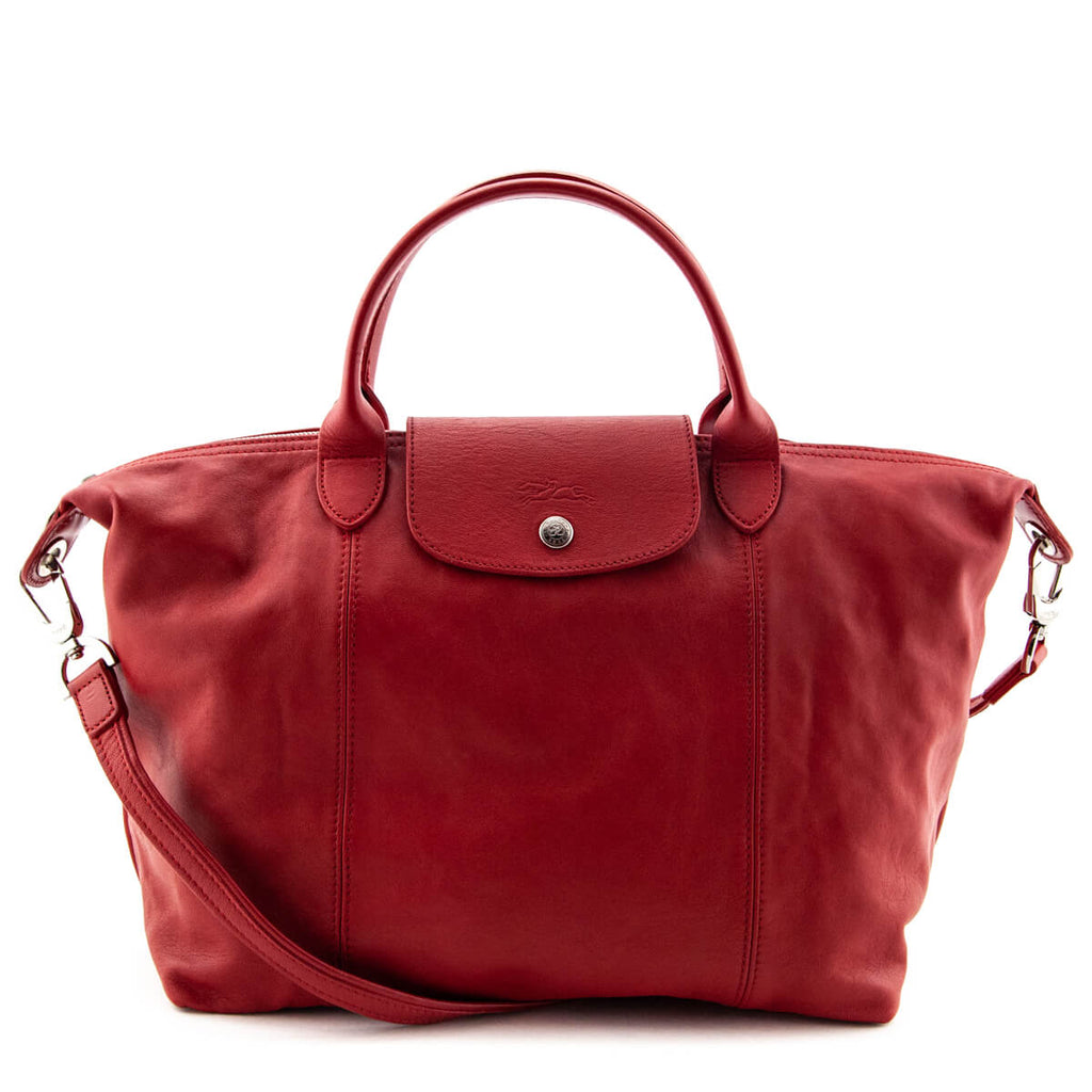 Pliage leather backpack Longchamp Red in Leather - 29689231