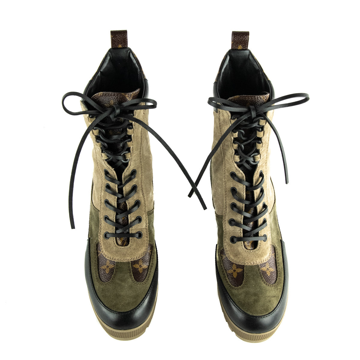 Louis Vuitton Beige Suede & Monogram Laureate Platform Desert Boots Size US 11 | EU 41 - Love that Bag etc - Preowned Authentic Designer Handbags & Preloved Fashions