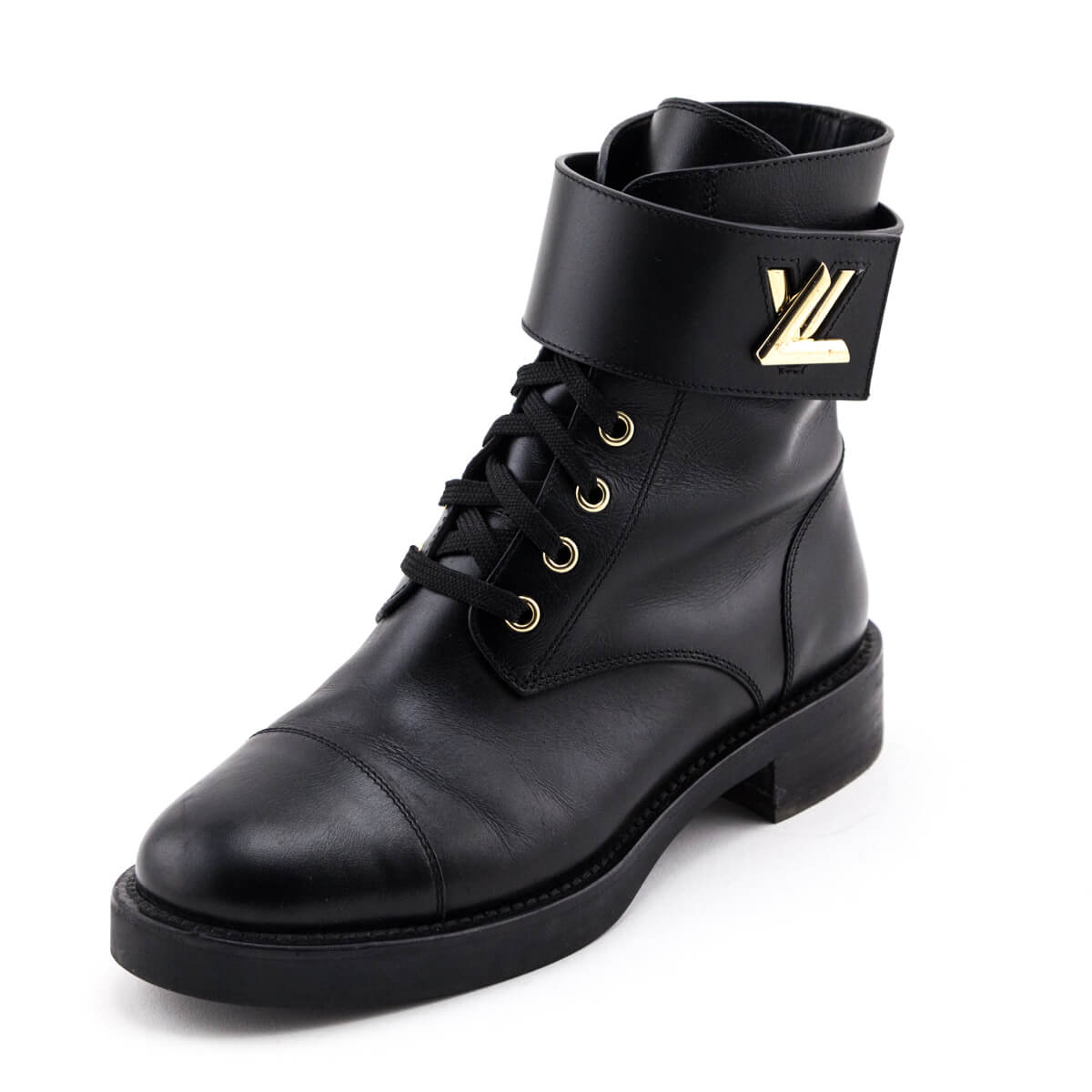 Louis Vuitton Black Leather Wonderland Ranger LV Twist Boots Size