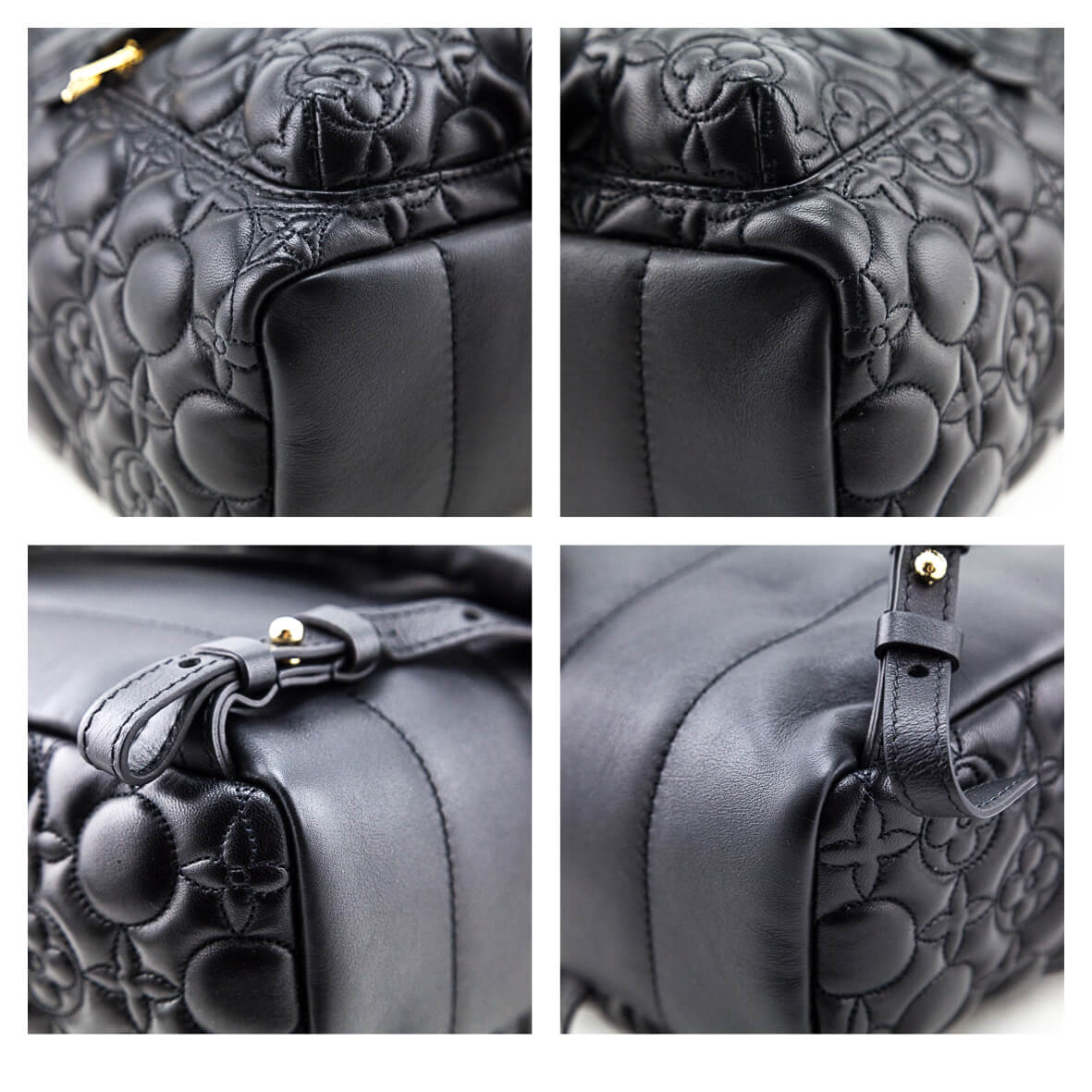 Louis Vuitton Black Lambskin Malletage Flower Palm Springs PM - Love that Bag etc - Preowned Authentic Designer Handbags & Preloved Fashions