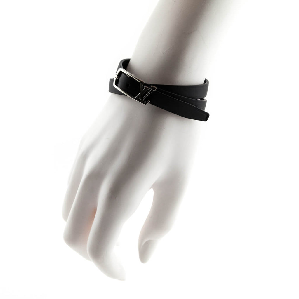 Louis Vuitton LV Logo Leather Double Wrap Bracelet