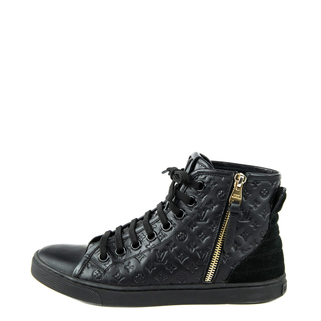 Louis Vuitton, monogram high top trainers Brown Black Leather ref