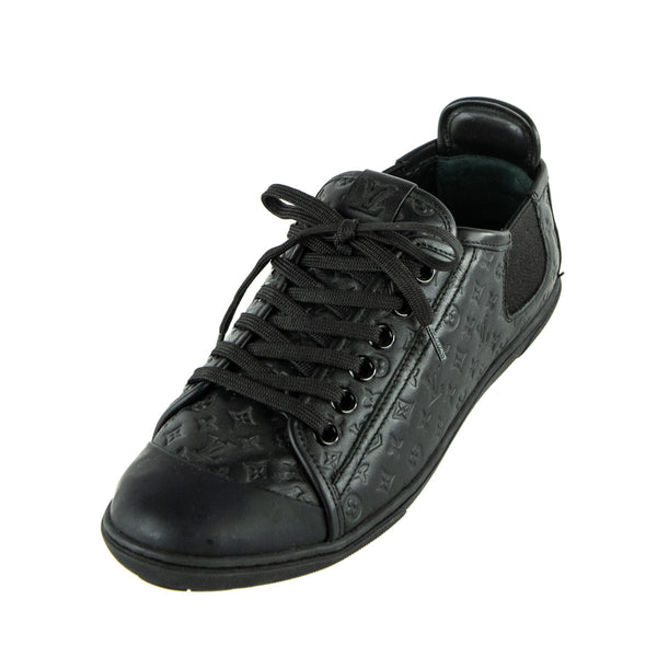 Pre-owned Louis Vuitton Black/white Monogram Embossed Leather Low Top  Sneakers Size 37