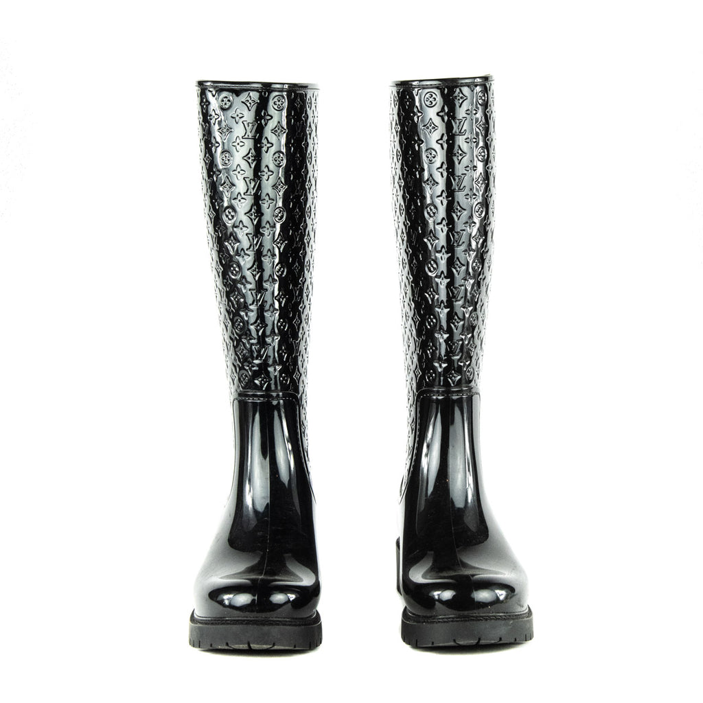 Louis Vuitton Black Monogram Splash High Rain Boots — BLOGGER ARMOIRE