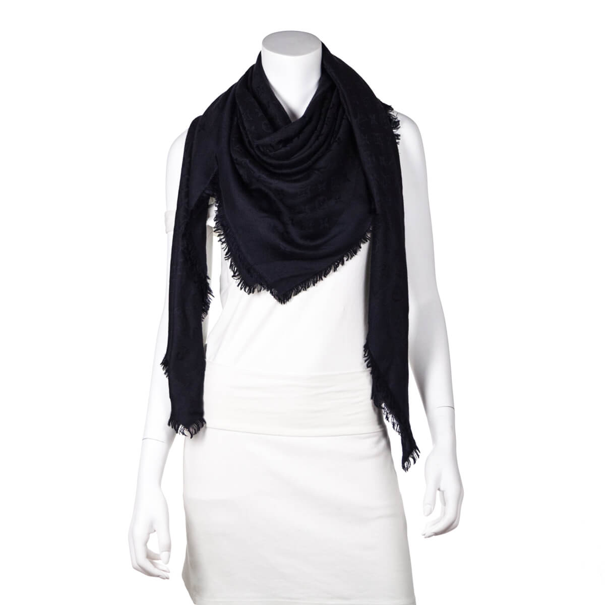 Louis Vuitton Black Denim Shawl Silk Wool ref.229226 - Joli Closet