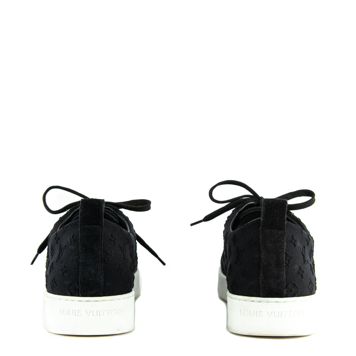 Louis Vuitton Black Suede Monogram Low Top Sneakers Size US 11 | EU 41 - Love that Bag etc - Preowned Authentic Designer Handbags & Preloved Fashions