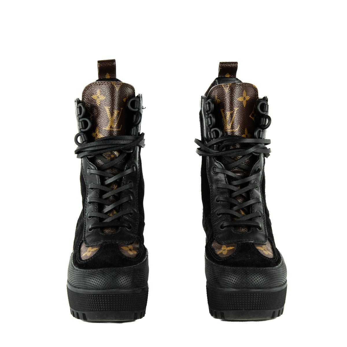 NWB Louis Vuitton Laureate Black Monogram Platform Desert Boots
