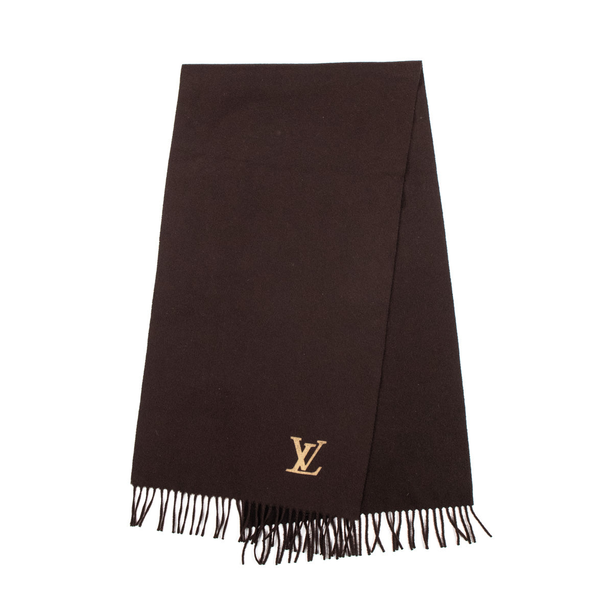 LOUIS VUITTON Cashmere Wool Monogram Scarf Black Brown 1124202