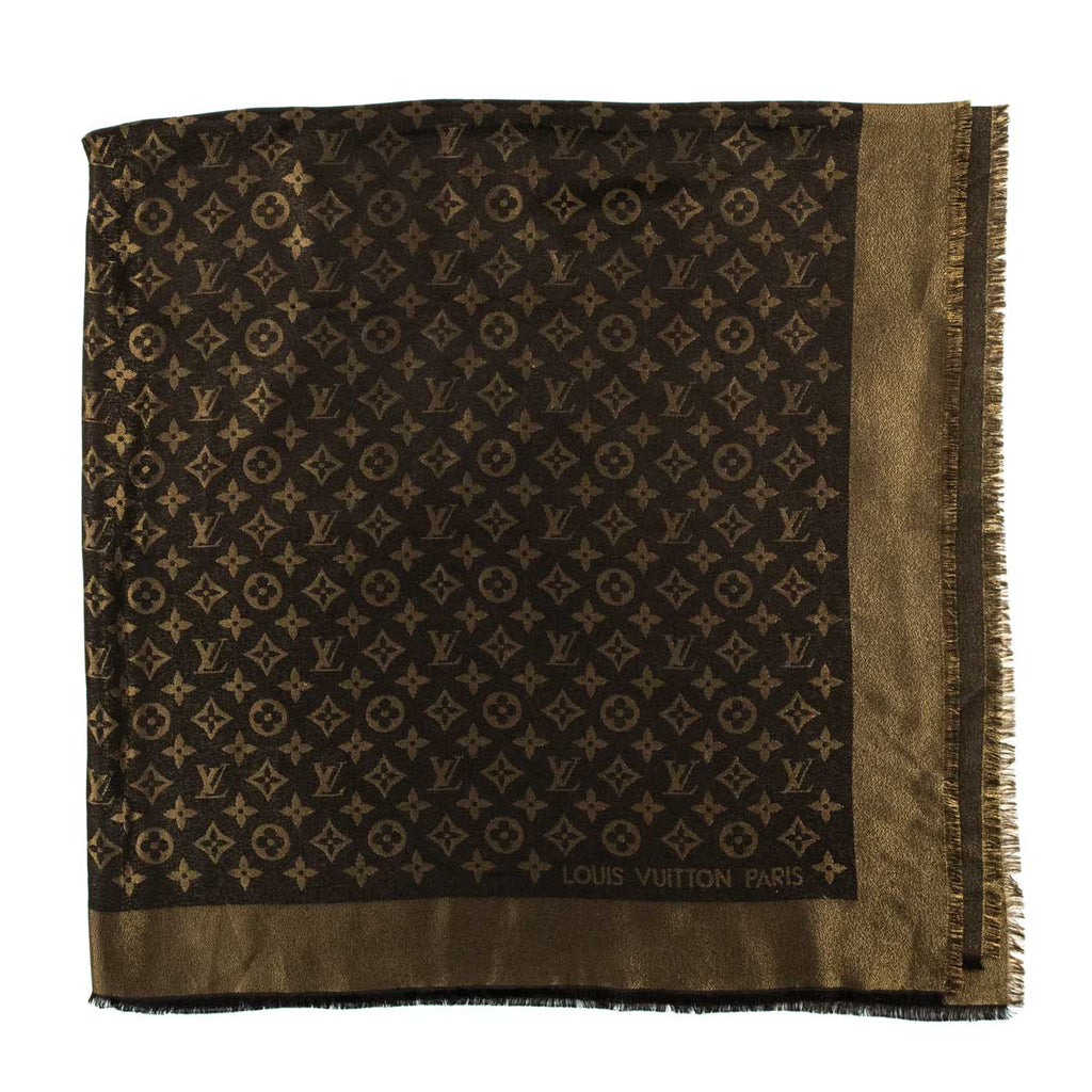 Pre-owned Louis Vuitton Monogram Shine Shawl In Rose/gold Scarf