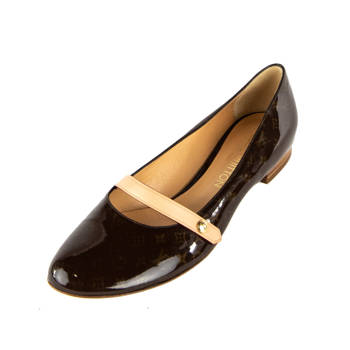 Louis Vuitton Black Patent Leather Oxford Ballet Flats Size 36.5