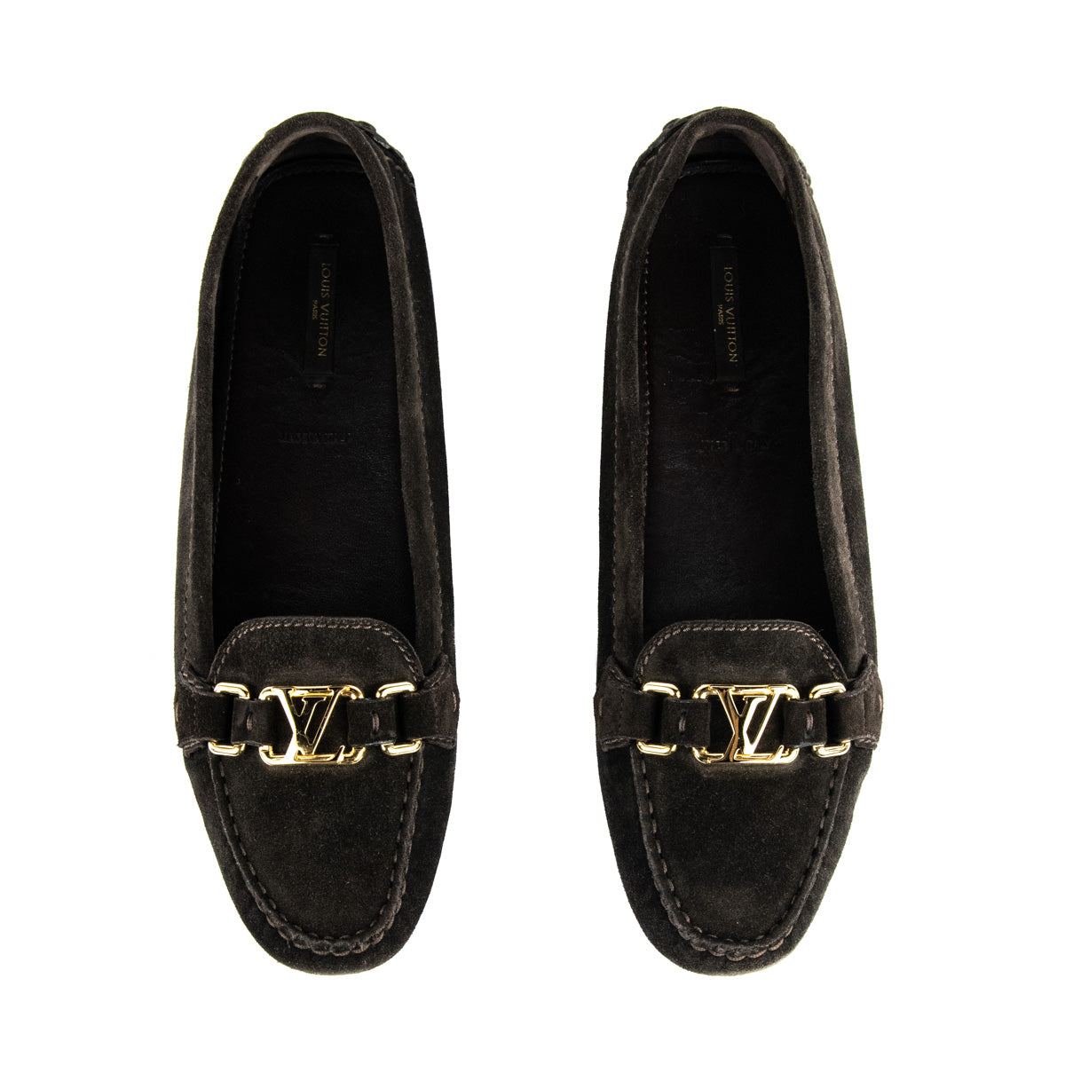 Authentic Louis Vuitton LV Logo Rallye Black Suede Loafers Size 39 W/box  & Cover