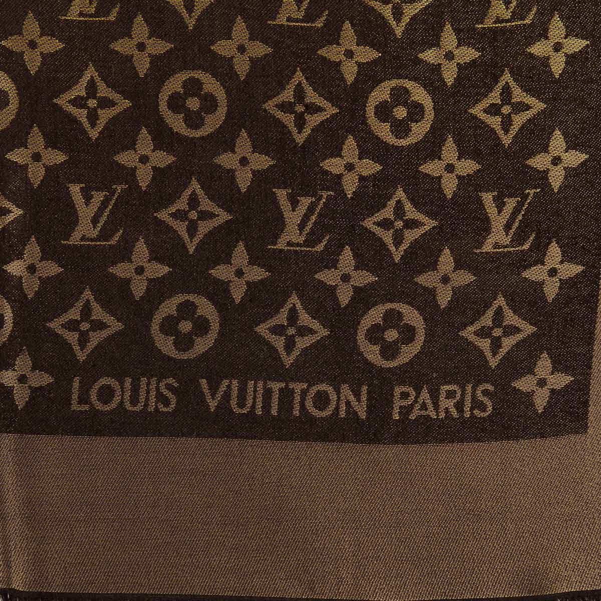 Châle monogram shine silk scarf Louis Vuitton Brown in Silk - 18946096