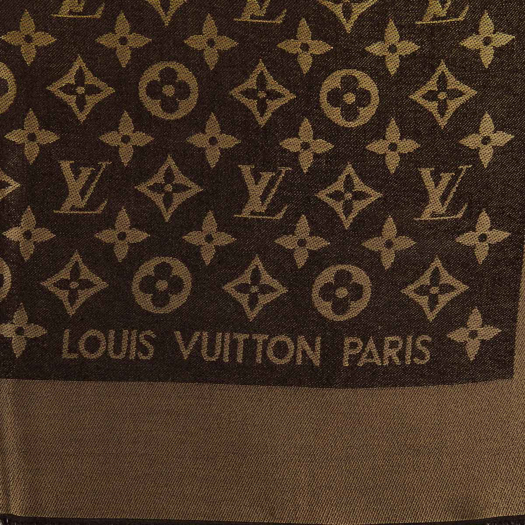 Louis Vuitton Greige & Gold Silk Monogram Shine Shawl - Shop LV Canada
