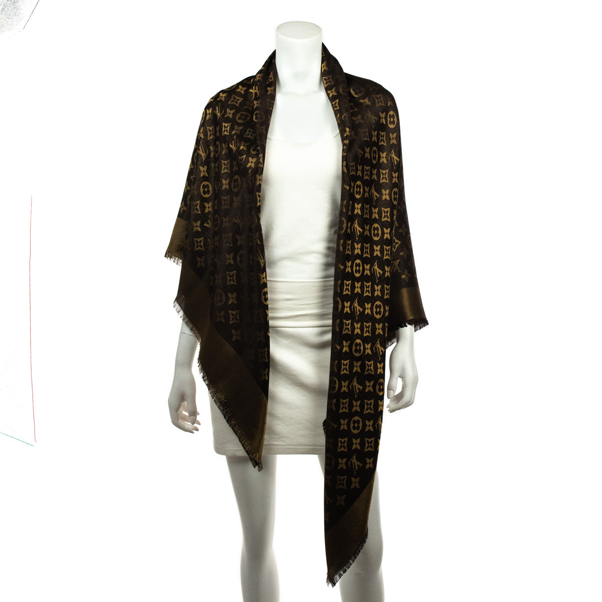 Louis Vuitton - Authenticated Châle Monogram Shine Scarf - Silk Brown Abstract for Women, Never Worn