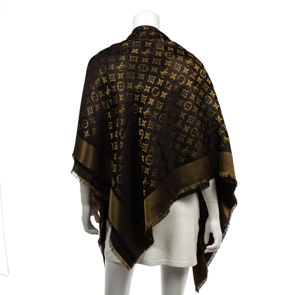 Châle monogram shine silk stole Louis Vuitton Gold in Silk - 32192757