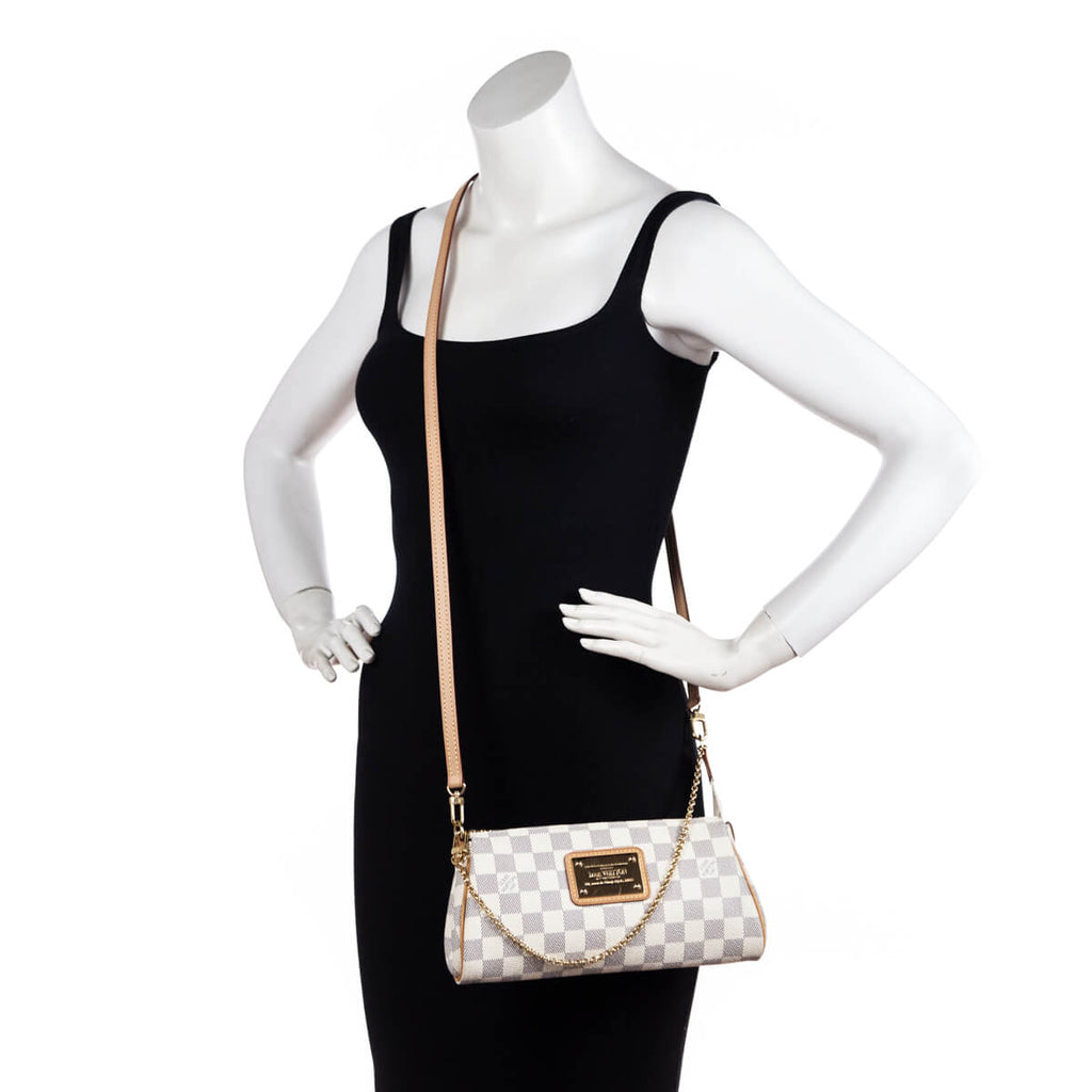 LOUIS VUITTON Damier Azur Eva Clutch Bag with Shoulder Strap 2009 For Sale  at 1stDibs