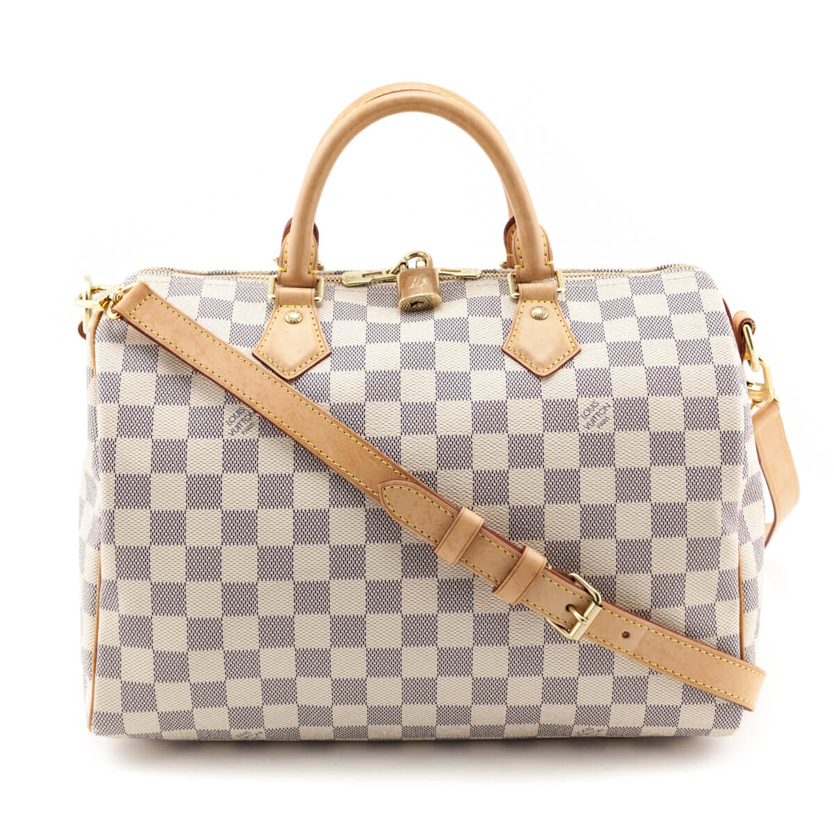 Louis Vuitton Damier Azur Speedy Bandouliere 30 Made in USA White N41001 Women's Handbag