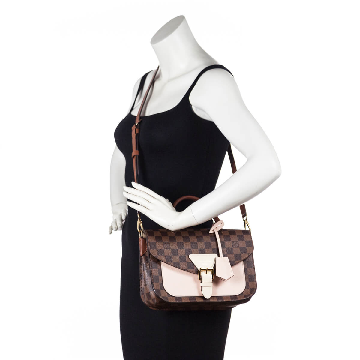 Louis Vuitton Beaumarchais Top Handle Bag Handbag Brown Damier Ebene Pink
