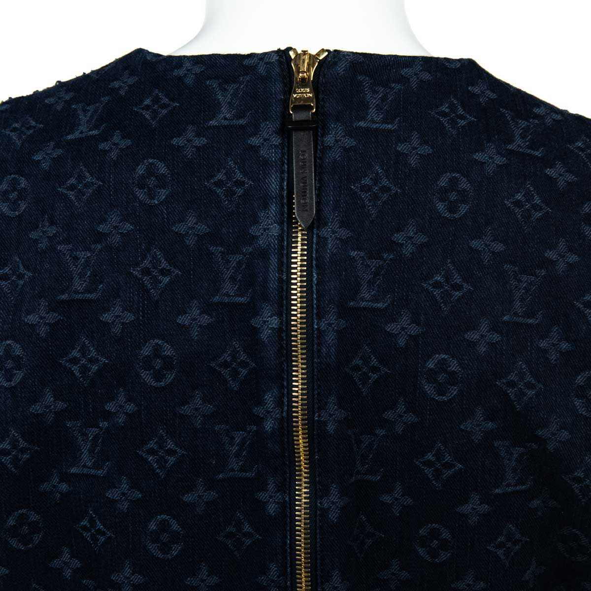 Louis Vuitton Black Denim Monogram Button Down Dress Size 8/42