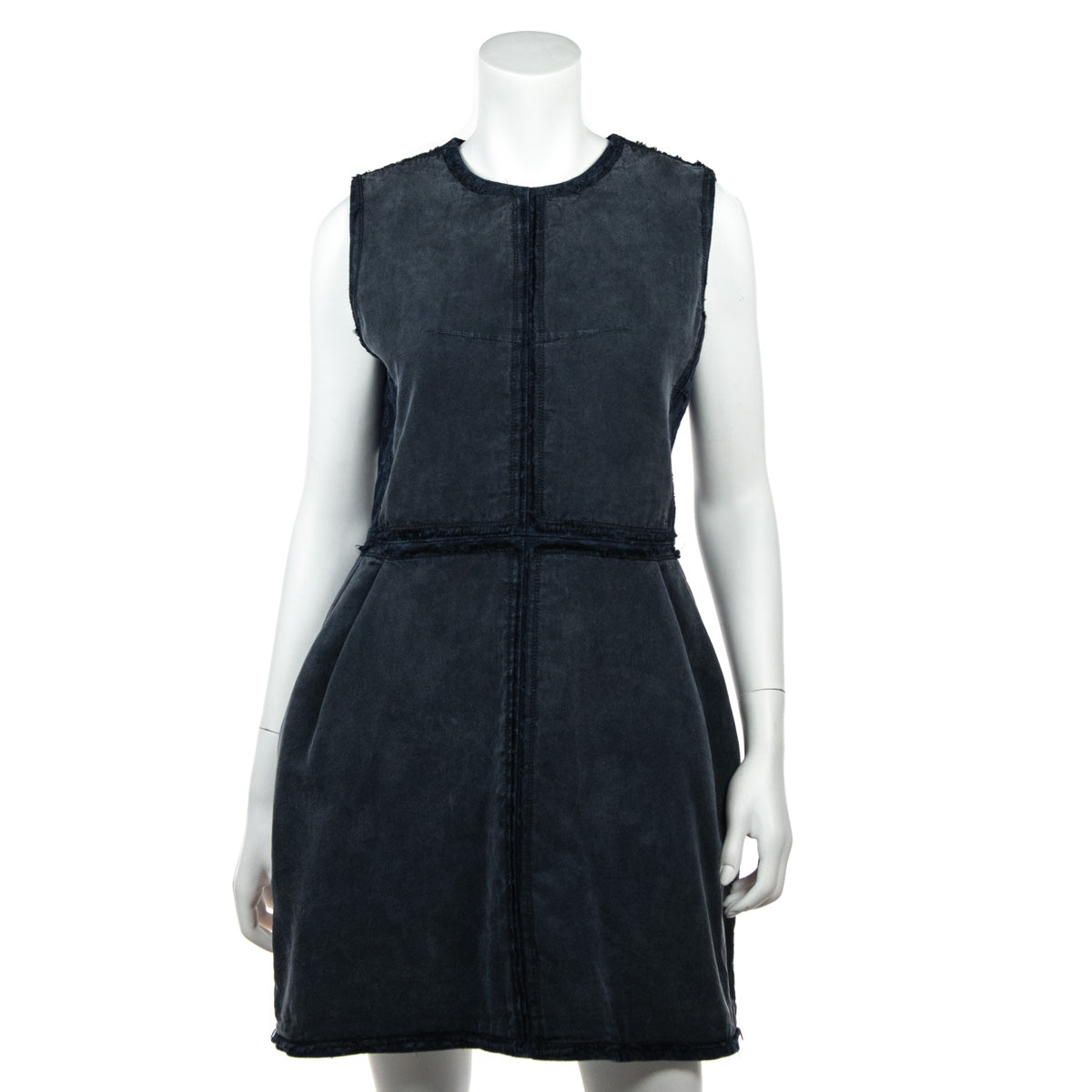 Louis Vuitton Black Denim Monogram Button Down Dress Size 8/42