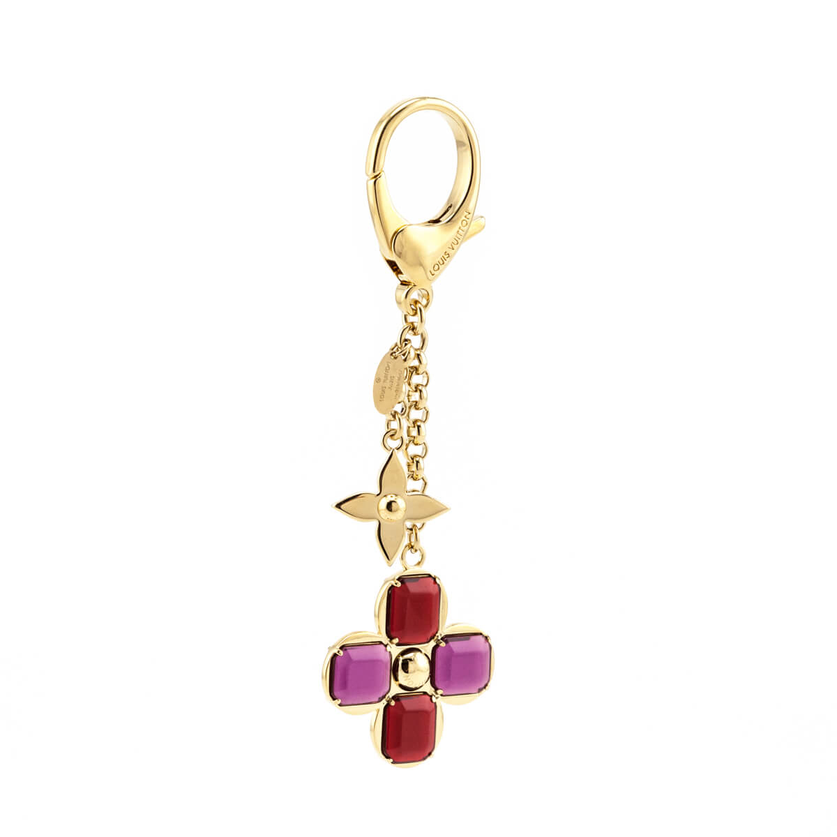 Louis Vuitton Auth Metal Plastic bijoux sac Fleur Flower Key Chain