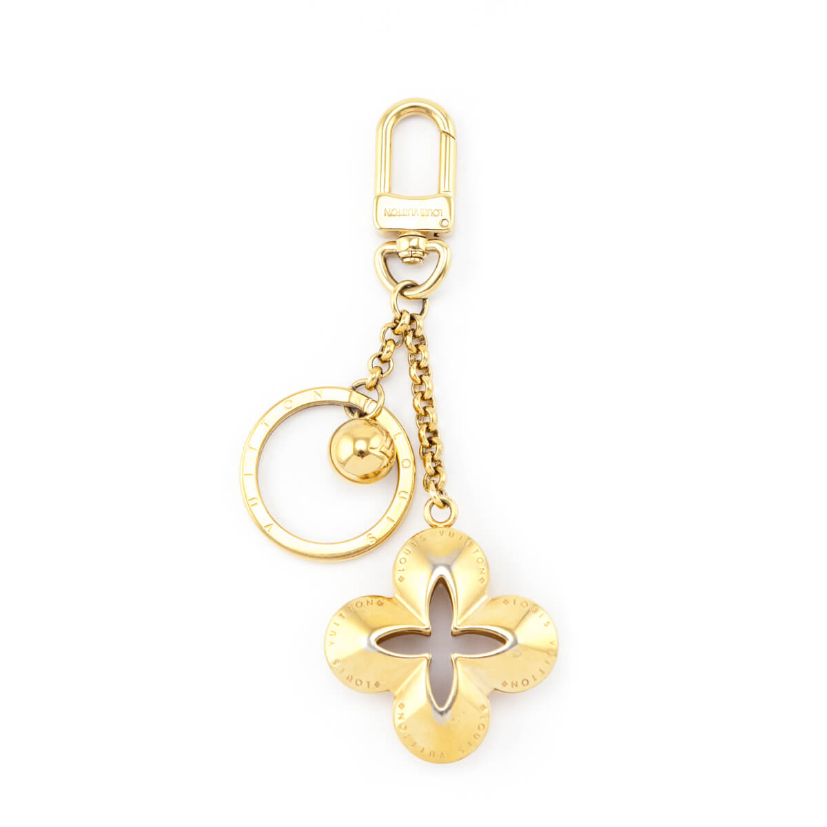 LOUIS VUITTON Monogram Flower Charm Gold Red yellow LV Auth 29863