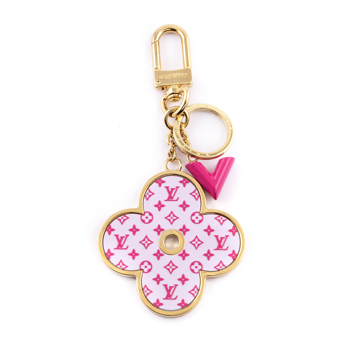 LOUIS VUITTON Porte Cles Fleur Etoile Key Holder Charm Pink