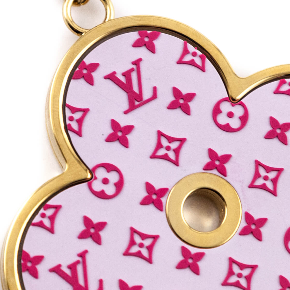 Louis Vuitton Gold-Tone & Pink Resin Monogram All Over Fleur Bag Charm Key  Holder