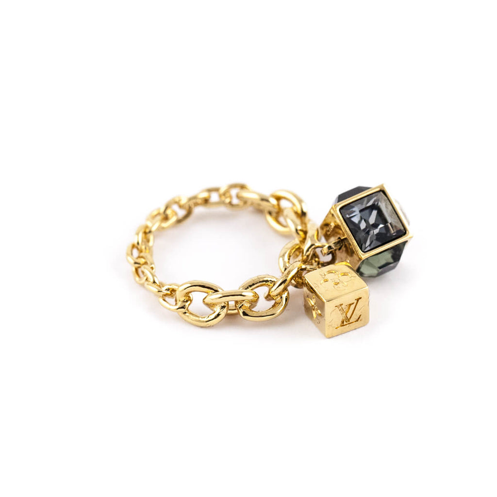 Louis Vuitton Gamble Crystal Gold Tone Cube Dice Pandant 