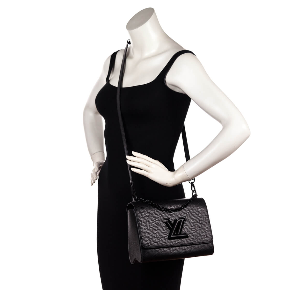 Louis Vuitton Matte Black Epi Twist Shoulder Bag MM - Love that Bag etc - Preowned Authentic Designer Handbags & Preloved Fashions