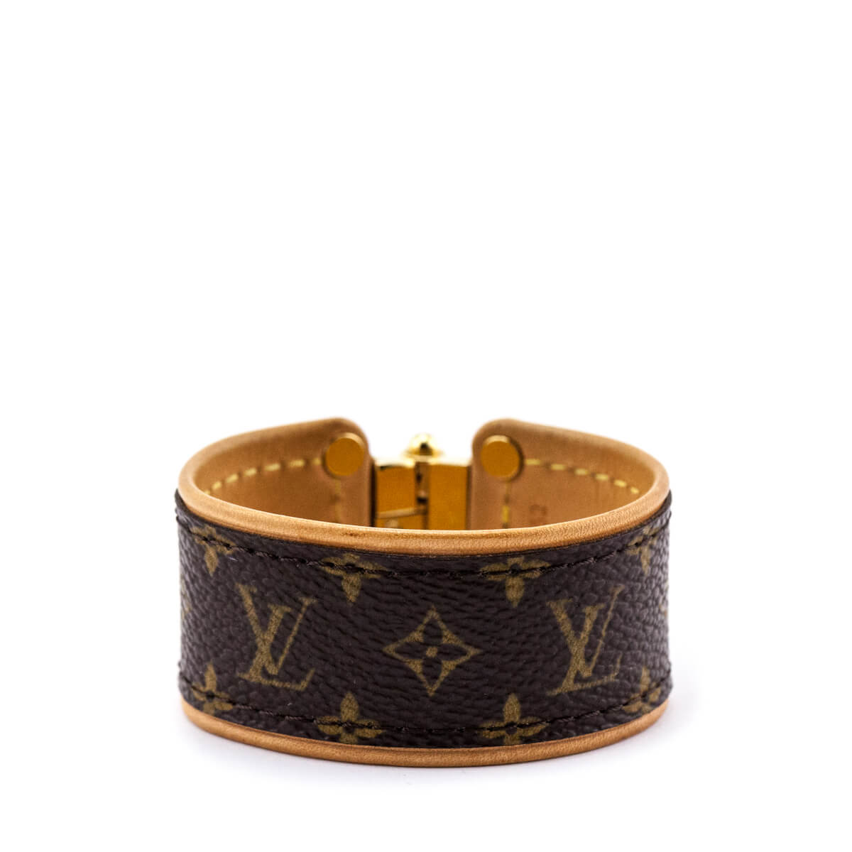 Louis Vuitton Bracelet Monogram canvas cowhide Escential M6042F Beauty Auth