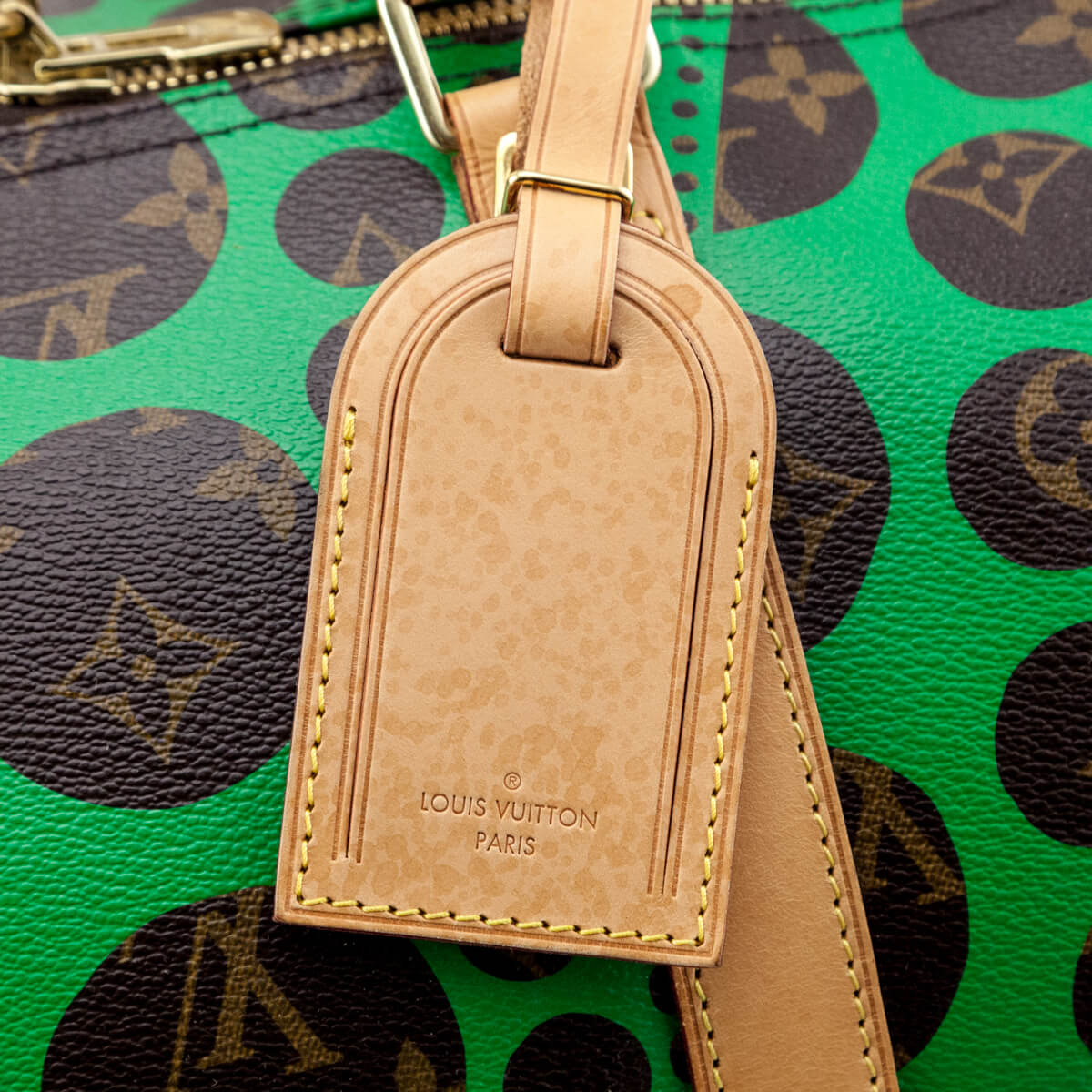 Louis Vuitton Monogram Green Kusama Pumpkin Dots Keepall Bandouliere 5