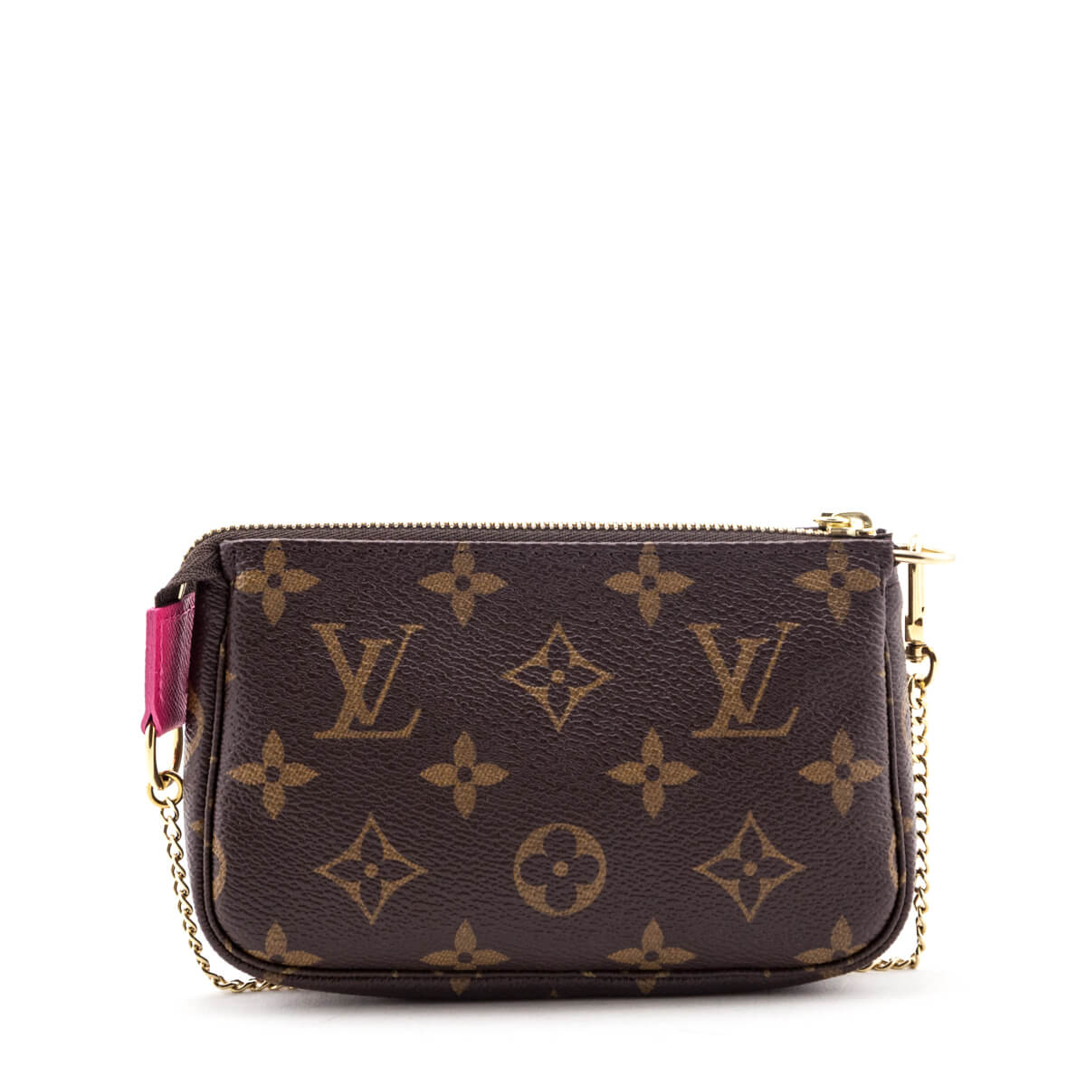 Louis Vuitton Mini pochette with golden chain and zip Chestnut Cloth  ref.960688 - Joli Closet