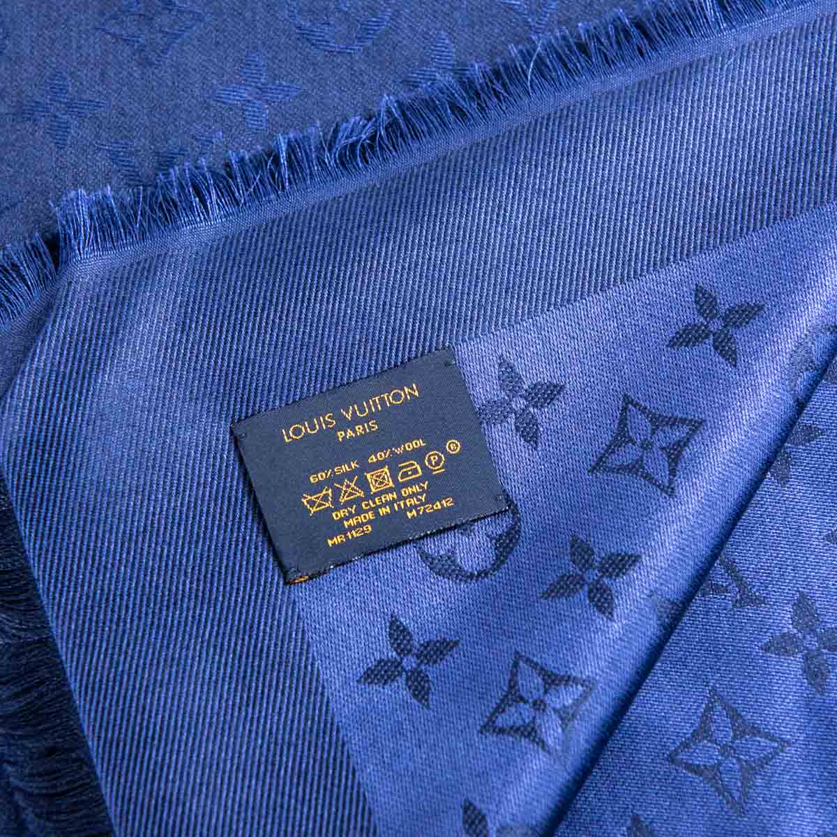 Louis Vuitton Navy Silk and Wool Blend Monogram Shawl - Louis Vuitton Canada