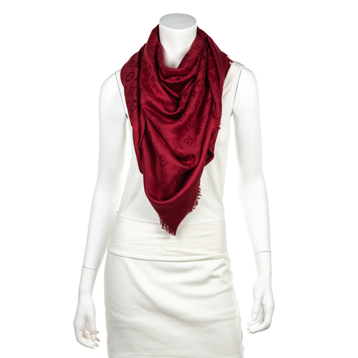 Louis Vuitton Red and Burgundy Cashmere Scarf at 1stDibs  lv red scarf,  louis vuitton burgundy scarf, lv scarf red