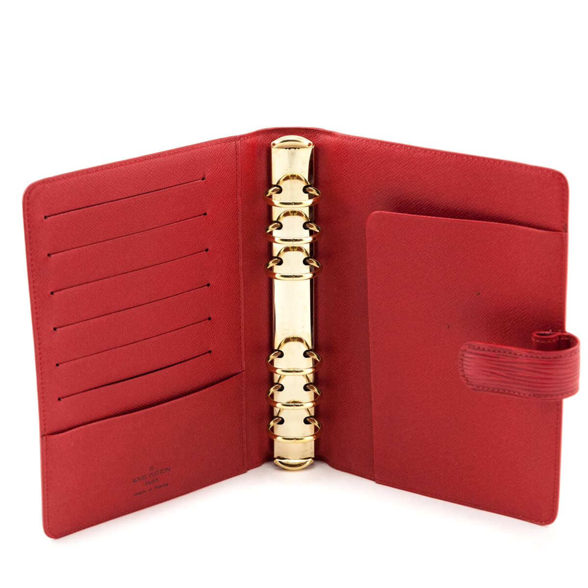 Louis Vuitton Red Epi Leather Large Ring Agenda Book For Sale at