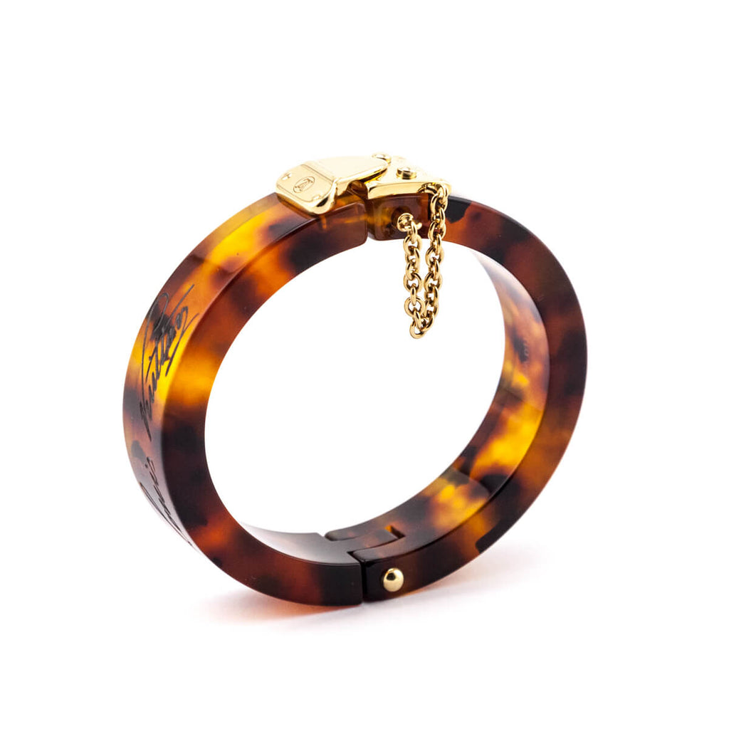 Preloved Louis Vuitton Lock Me Black Resin Bracelet 64 062323