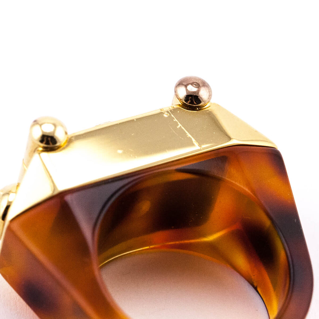 Louis Vuitton Tortoise Shell Resin Lock Me Ring Size 6 - Yoogi's
