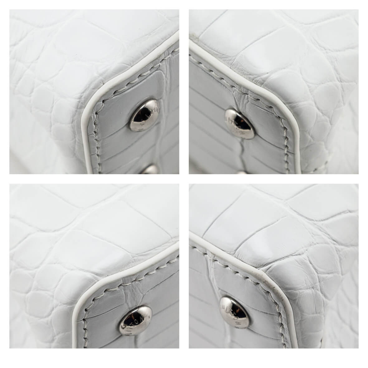 Louis Vuitton White Himalaya Matte Crocodile Leather Capucines MM Shou