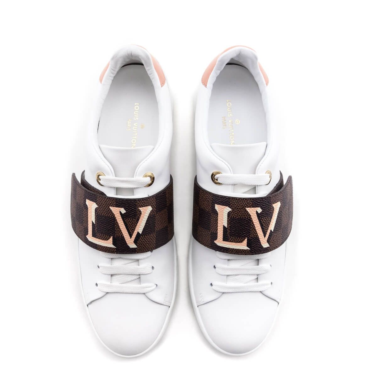 Louis Vuitton White Leather Logo Frontrow Low Top Sneakers - Shop LV